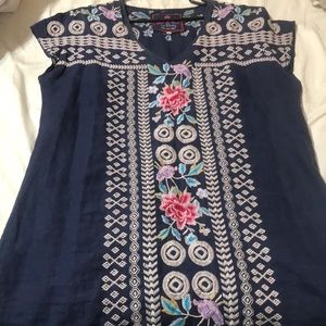 Johnny was grayish blue midi dress